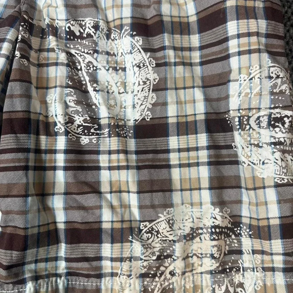 Tommy Hilfiger Y2K Plaid Paisley Shorts Brown Beige Size 34
